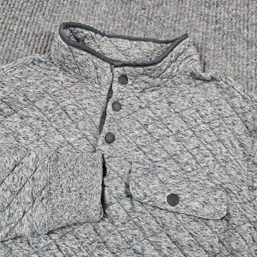 Faherty Sweater Mens XS Gray Epic Quilted Fleece‎ Pullover 1/4 Snap Mock Neck